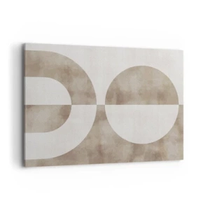 Bild auf Leinwand - Leinwandbild - Ein abstraktes Gemälde in Beigetönen mit geometrischen Formen und Symmetrie. - 100x70cm - Ähnlichkeiten und Unterschiede - Moderne Wanddekoration für Wohnzimmer und Schlafzimmer ARTTOR