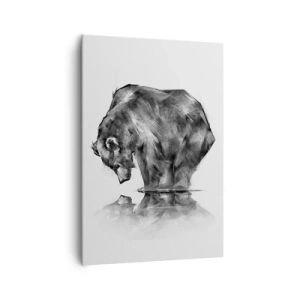 Bild auf Leinwand - Leinwandbild - Eine Zeichnung eines Bären im minimalistischen Stil - 70x100cm - Schön, jemanden in der Nähe zu sehen - Moderne Wanddekoration für Wohnzimmer und Schlafzimmer ARTTOR