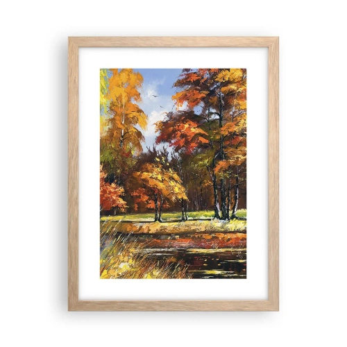 Poster in einem Rahmen aus heller Eiche - Landschaft in Gold und Bronze - 30x40 cm