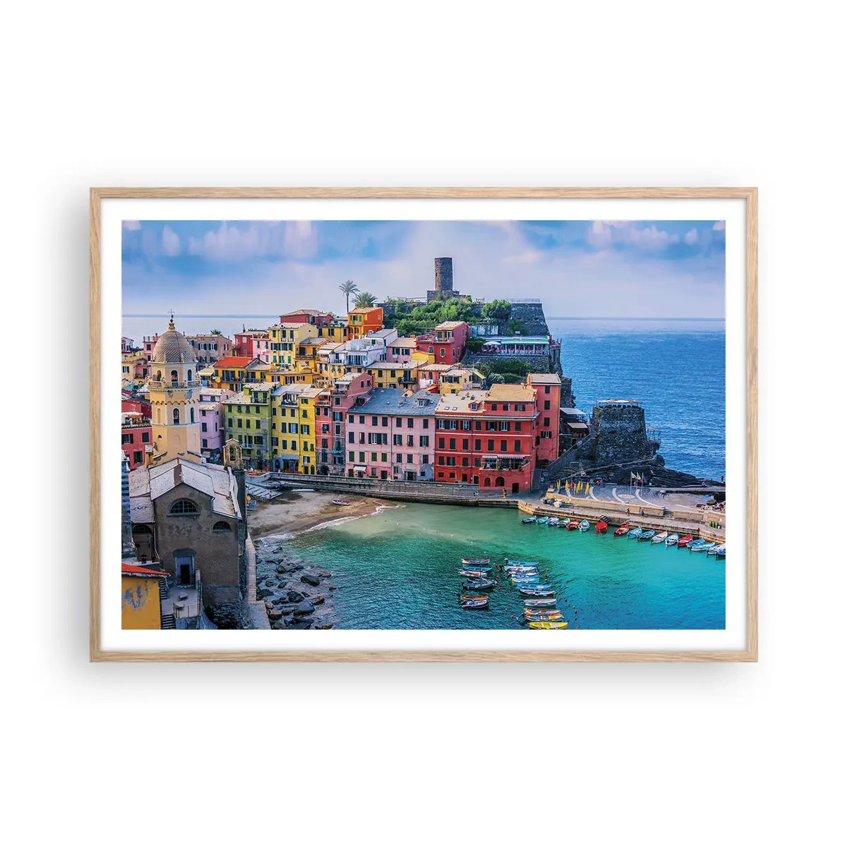 Poster in einem Rahmen aus heller Eiche - Mediterrane Zauberstadt - 100x70 cm