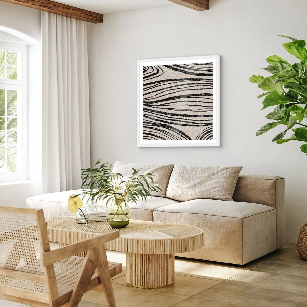 Poster in einem weißen Rahmen - Linienpool - 40x40 cm