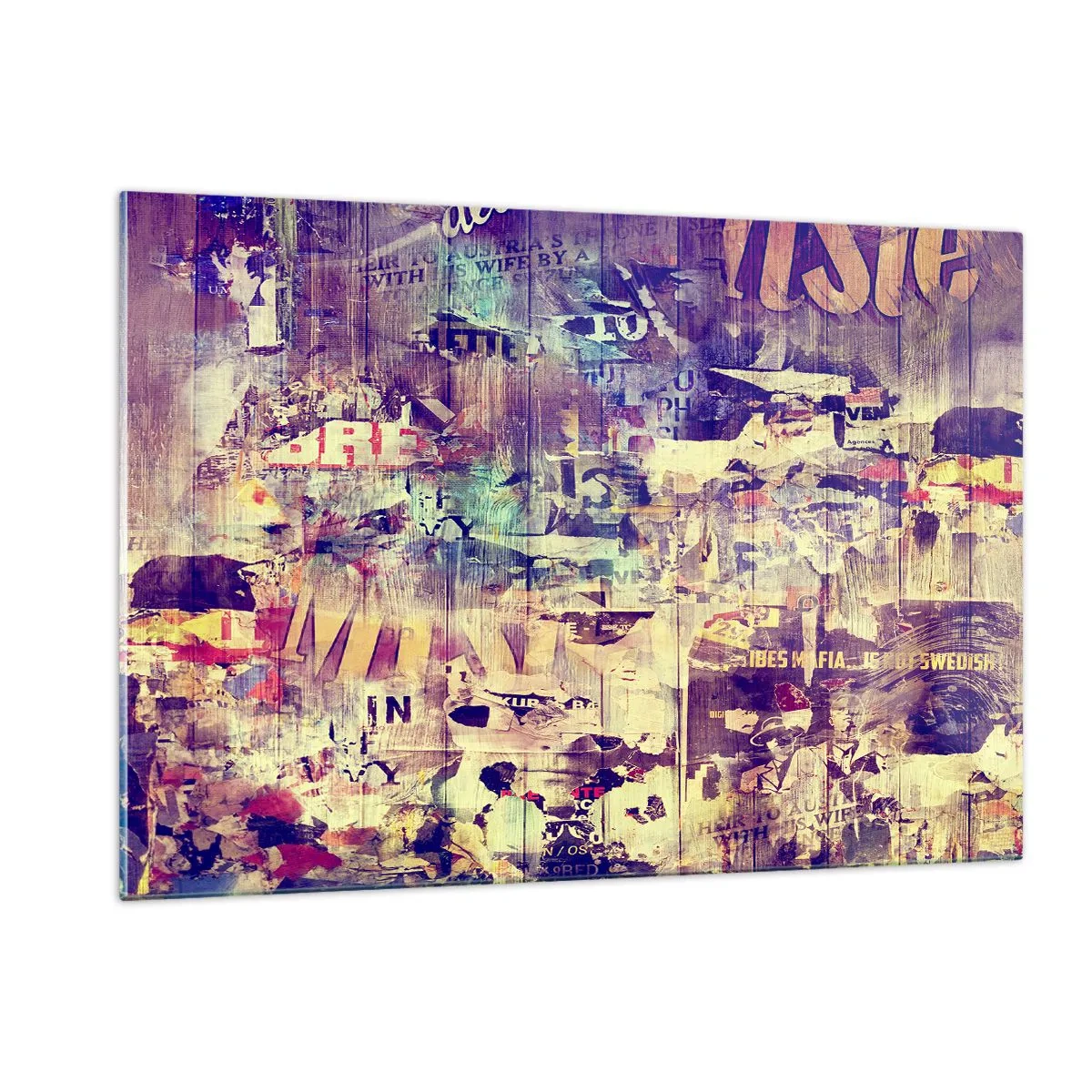 Glasbild - Bild auf glas - Abstrakte Komposition mit urbanen Texturen und Graffiti - 120x80cm - Und das ist alles, was es geben wird - Moderne Wanddekoration für Wohnzimmer und Schlafzimmer ARTTOR