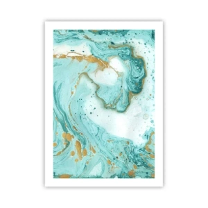 Poster - Türkis- und Goldabstraktion im Marmorstil - 50x70cm - Unter der großen Welle der Edo-Ära - Moderne Wanddekoration für Wohnzimmer und Schlafzimmer ARTTOR