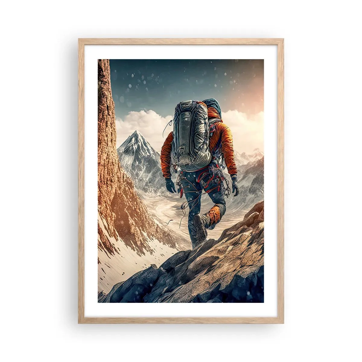 Poster in einem Rahmen aus heller Eiche - Einsamer Krieger - 50x70 cm