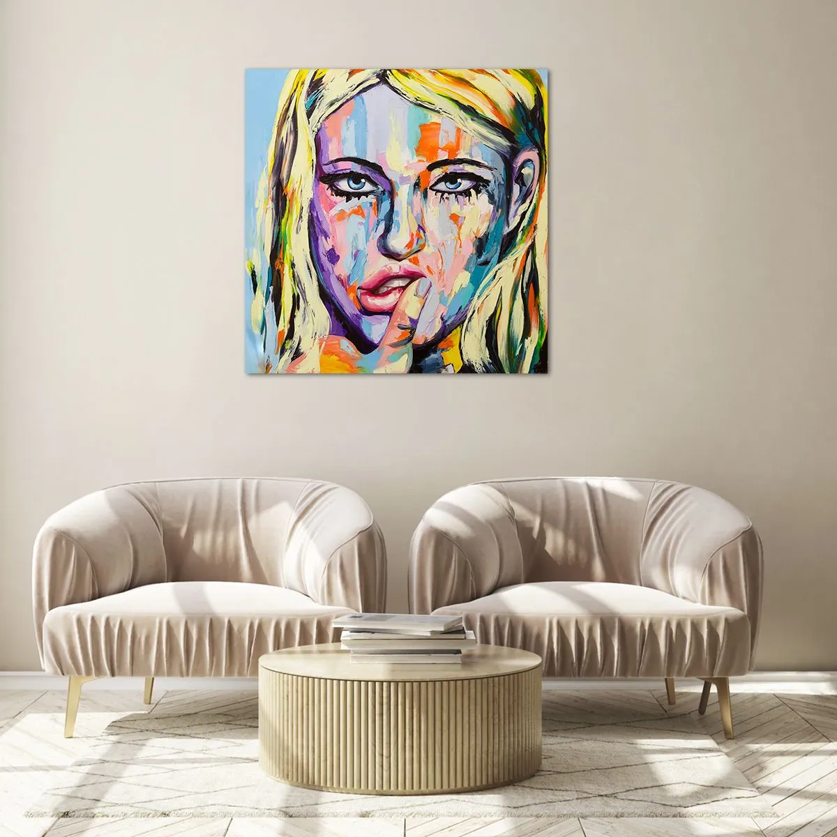 Glasbild - Bild auf glas - Schau ihr direkt in die Augen - 60x60 cm