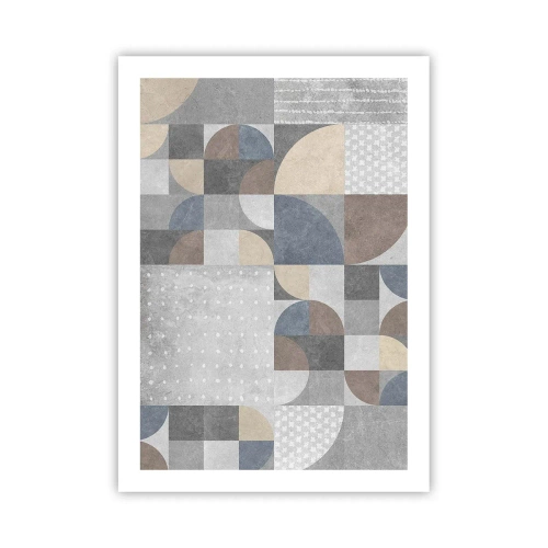 Poster - Geometrisches Muster in Grau- und Blautönen - 50x70cm - Keramische Fantasie - Moderne Wanddekoration für Wohnzimmer und Schlafzimmer ARTTOR