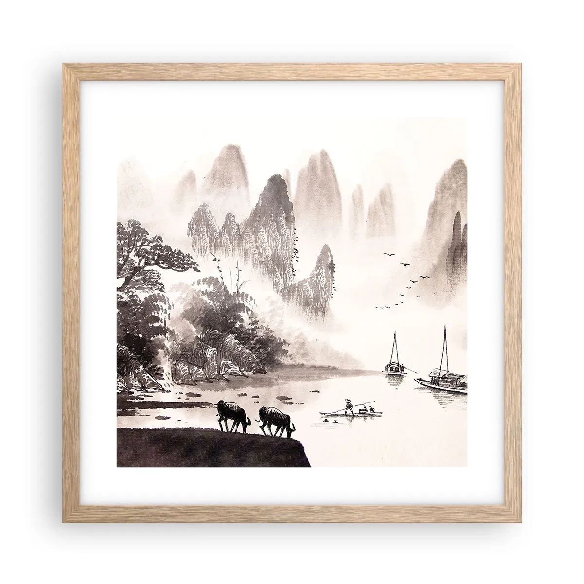 Poster in einem Rahmen aus heller Eiche - Der exotische Alltag des Ostens - 40x40 cm