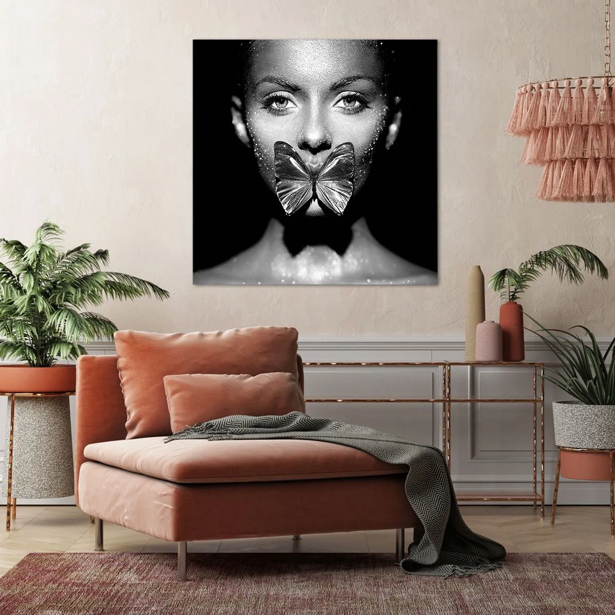 Bild auf Leinwand - Leinwandbild - Schmetterlingskuss - 70x70 cm