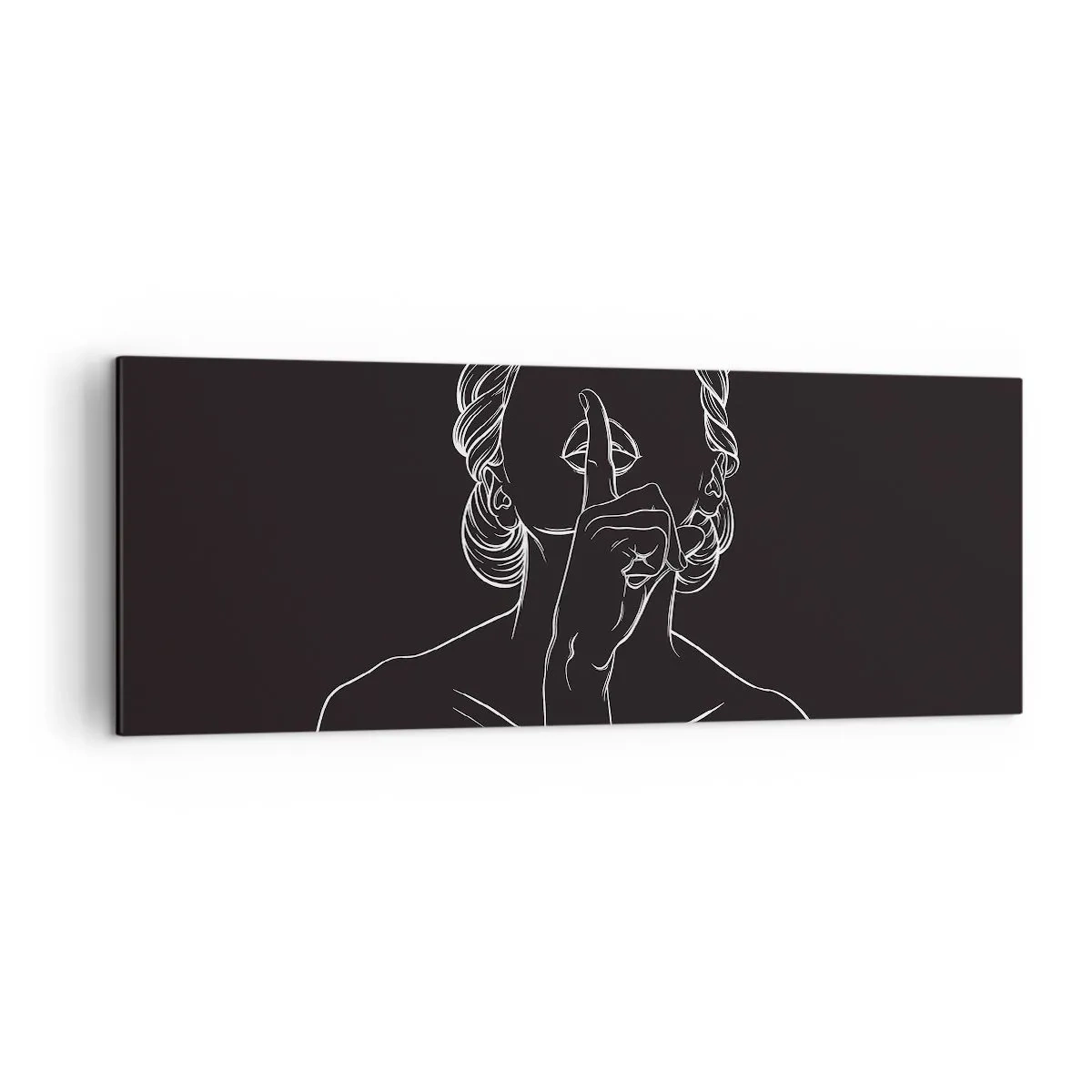 Bild auf Leinwand - Leinwandbild - Minimalistische Silhouette einer Frau auf schwarzem Hintergrund - 140x50cm - Schönheit erblüht in der Stille - Moderne Wanddekoration für Wohnzimmer und Schlafzimmer ARTTOR