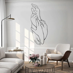 Fototapete Premium Sand - Künstlerische Skizze gefalteter Hände auf weißem Hintergrund - 100x70cm - Gute Geste - Moderne Wanddekoration für Wohnzimmer und Schlafzimmer ARTTOR