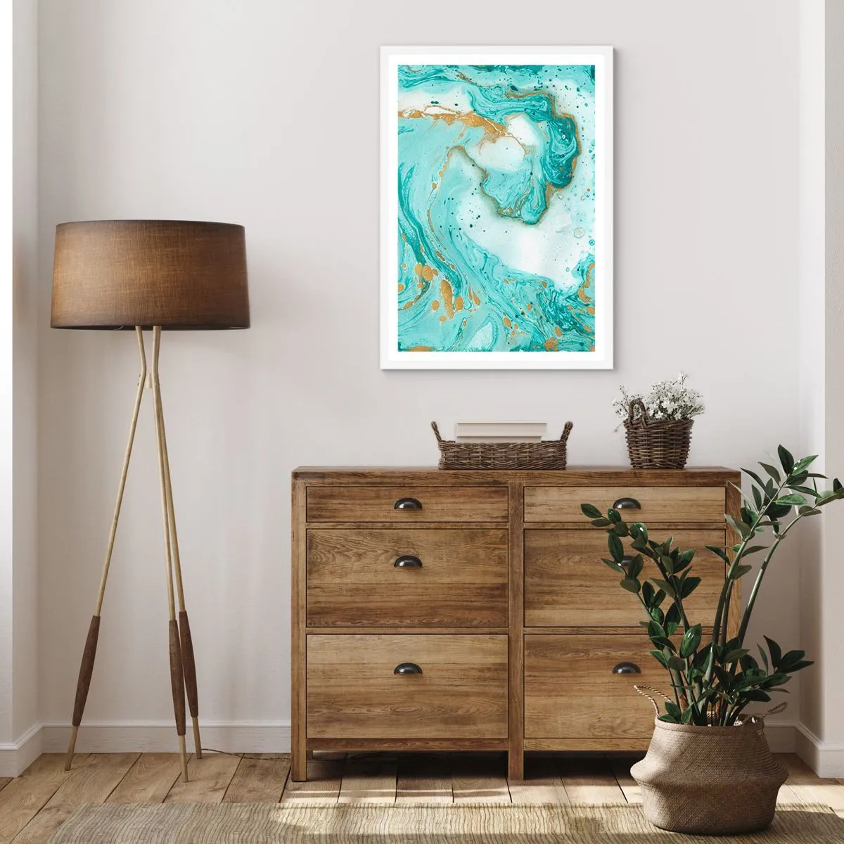 Poster in einem weißen Rahmen - Unter der großen Welle der Edo-Ära - 40x50 cm