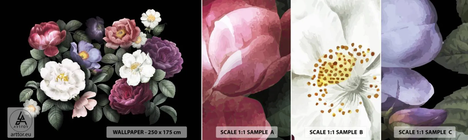 Fototapetenmuster Standard Eco - Aus dem Englischen Garten - Blumen, Blumenstrauß, Blumenarrangement - 100x30 cm