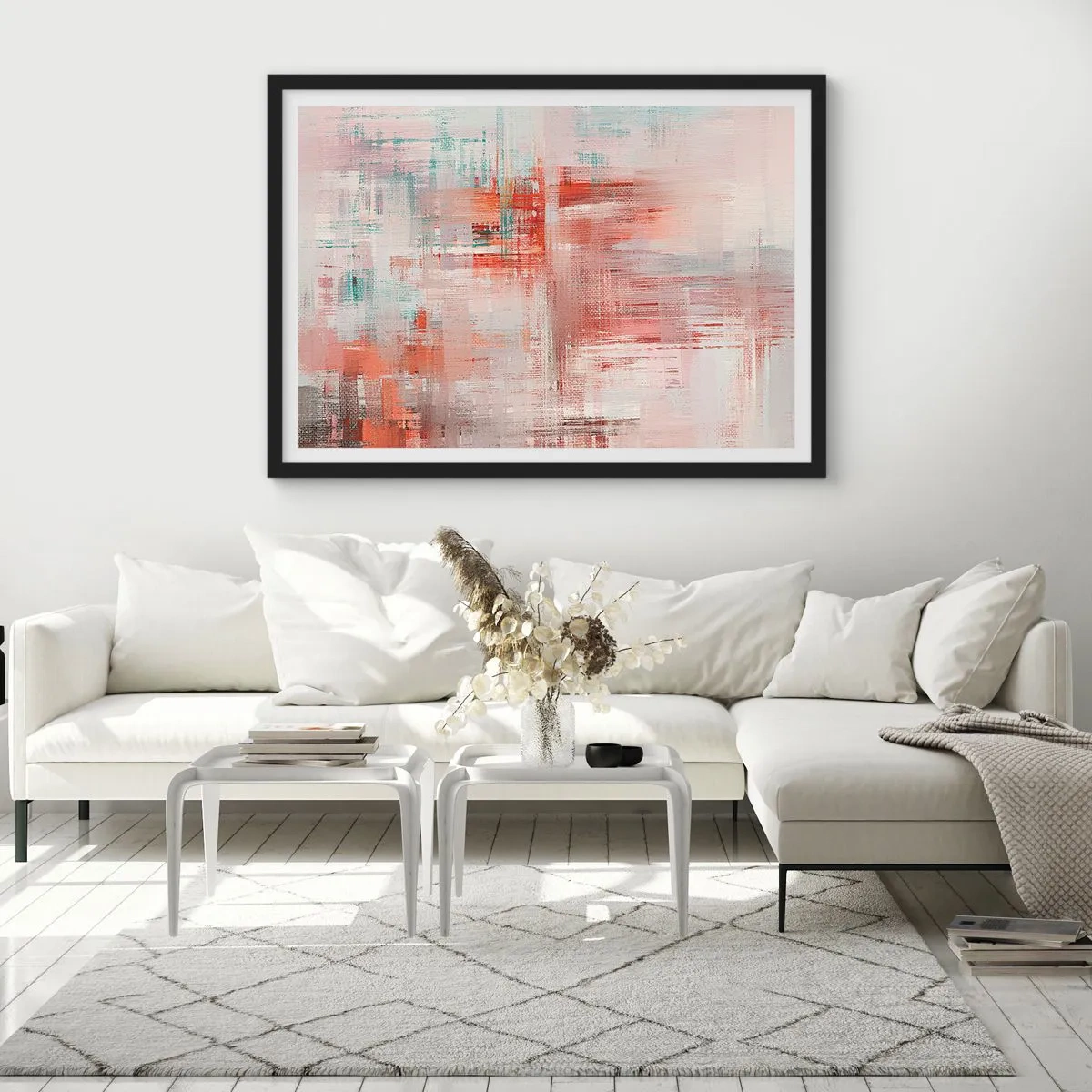 Poster in einem schwarzem Rahmen - Dunstig. Aber rosa - 40x30 cm