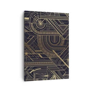 Bild auf Leinwand - Leinwandbild - Goldene geometrische Muster auf schwarzem Hintergrund im Art-Deco-Stil - 50x70cm - Konzepte, Ideen, Pläne - Moderne Wanddekoration für Wohnzimmer und Schlafzimmer ARTTOR