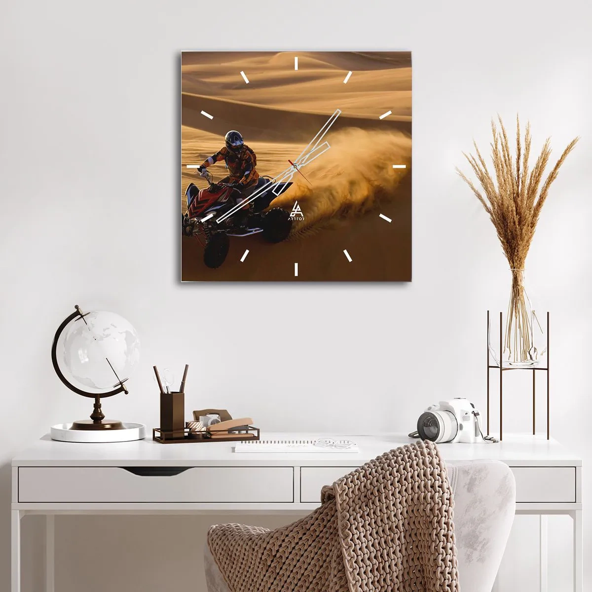 Wanduhr - Glasuhr - Auf den Sandwellen - 40x40 cm