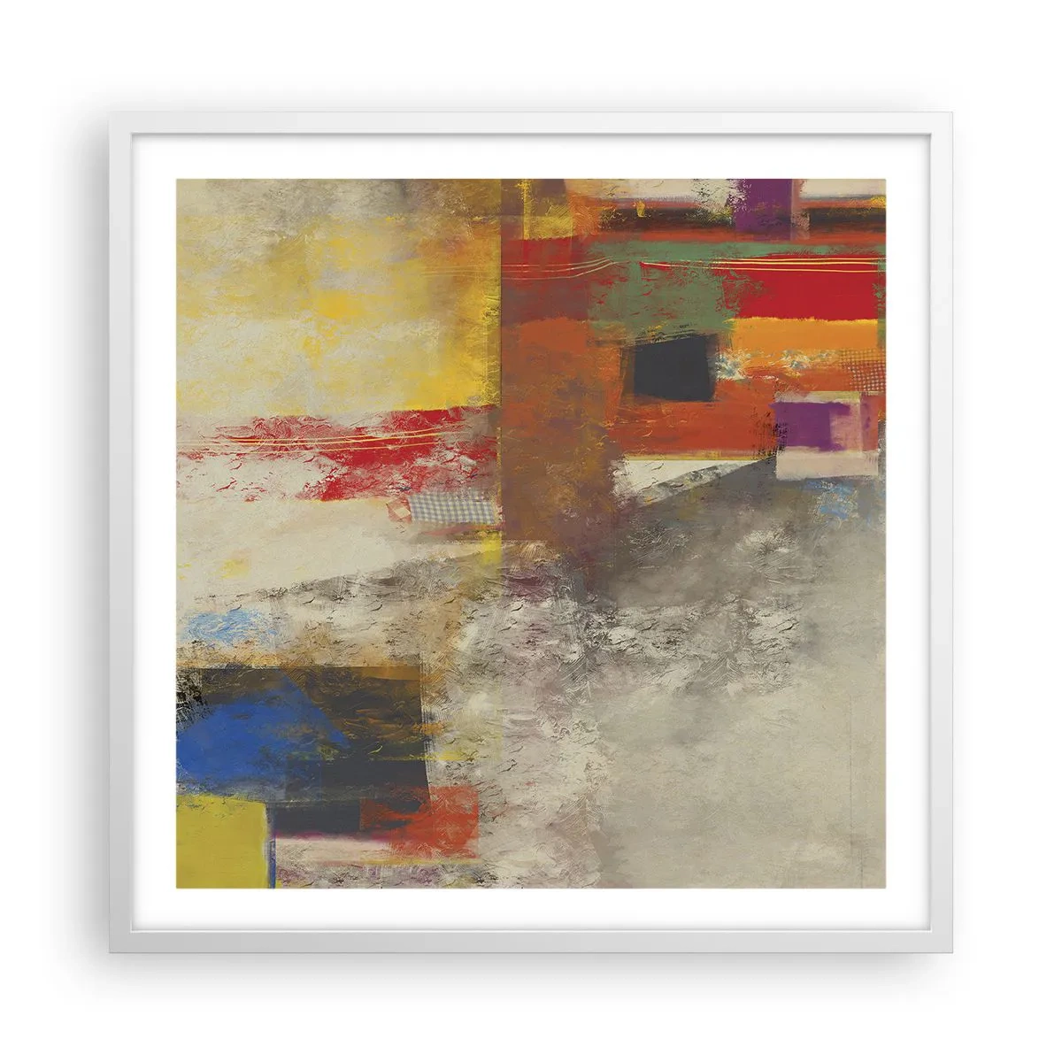 Poster in einem weißen Rahmen - Geometrie der Farben - 60x60 cm