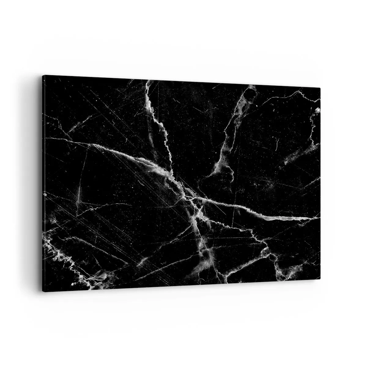 Bild auf Leinwand - Leinwandbild - Schwarzer Marmor mit weißen Adern im Detail - 100x70cm - Geheimleben des Steins - Moderne Wanddekoration für Wohnzimmer und Schlafzimmer ARTTOR