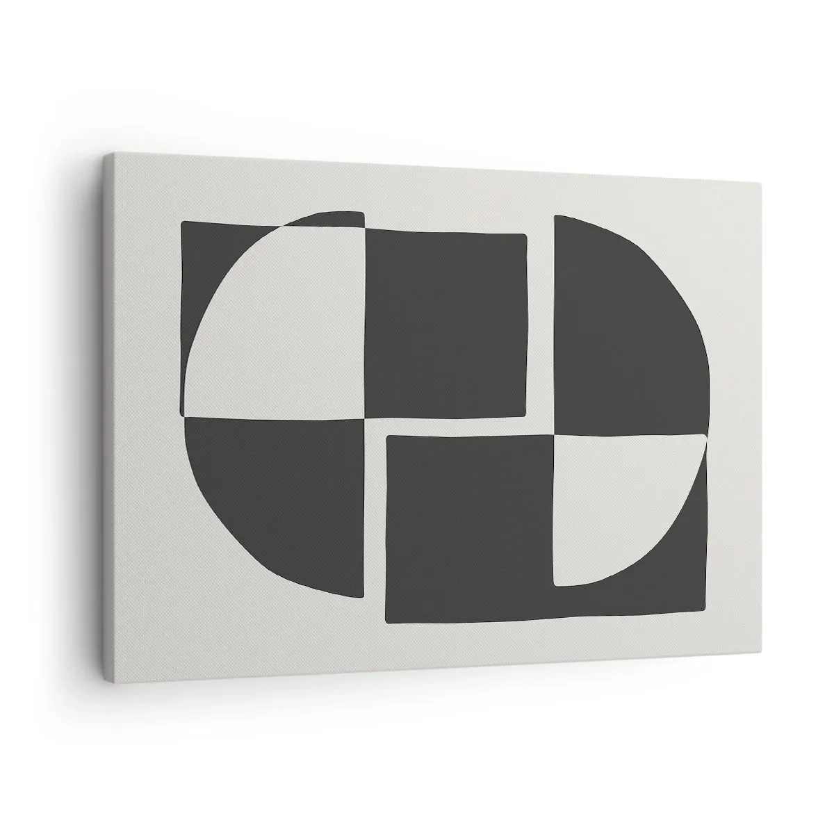 Bild auf Leinwand - Leinwandbild - Abstrakte geometrische Formen in Schwarz und Weiß - 70x50cm - Antithese - Synthese - Moderne Wanddekoration für Wohnzimmer und Schlafzimmer ARTTOR