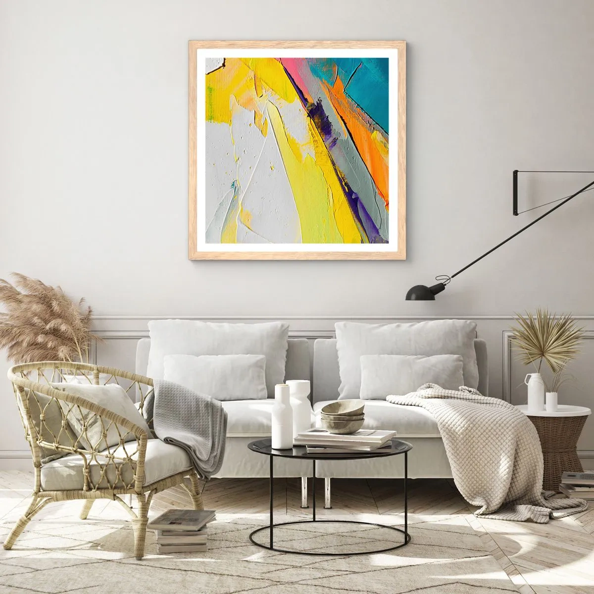 Poster in einem Rahmen aus heller Eiche - Die Anatomie des Lichts - 60x60 cm