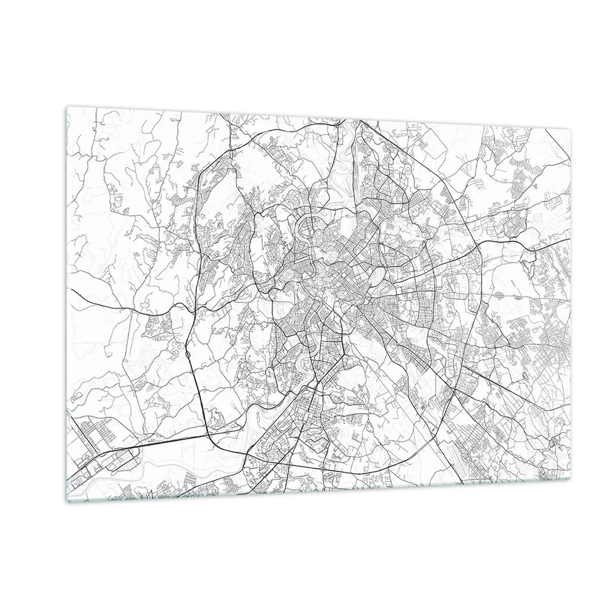 Glasbild - Bild auf glas - Karte von Rom mit einem klaren kreisförmigen Straßenverlauf - 120x80cm - Römischer Kreis - Moderne Wanddekoration für Wohnzimmer und Schlafzimmer ARTTOR