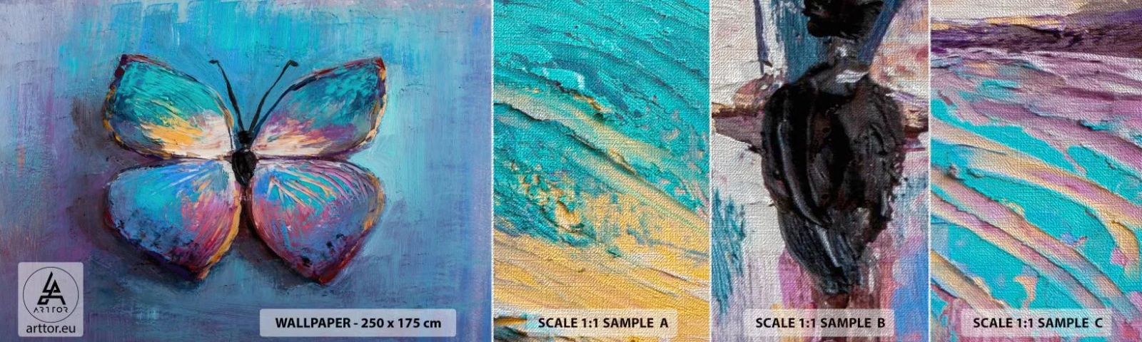 Fototapeten Muster Premium Canvas - In all seiner Pracht - Schmetterling, Stück, Malerei - 100x30 cm