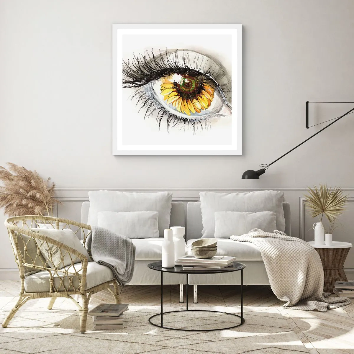 Poster in einem weißen Rahmen - Ein Look so heiß wie der Sommer - 30x30 cm