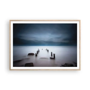 Poster in einem Rahmen aus heller Eiche - Nachdenklicher See - 100x70 cm