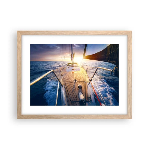 Poster in einem Rahmen aus heller Eiche - Laufen unter den Wellen - 40x30 cm