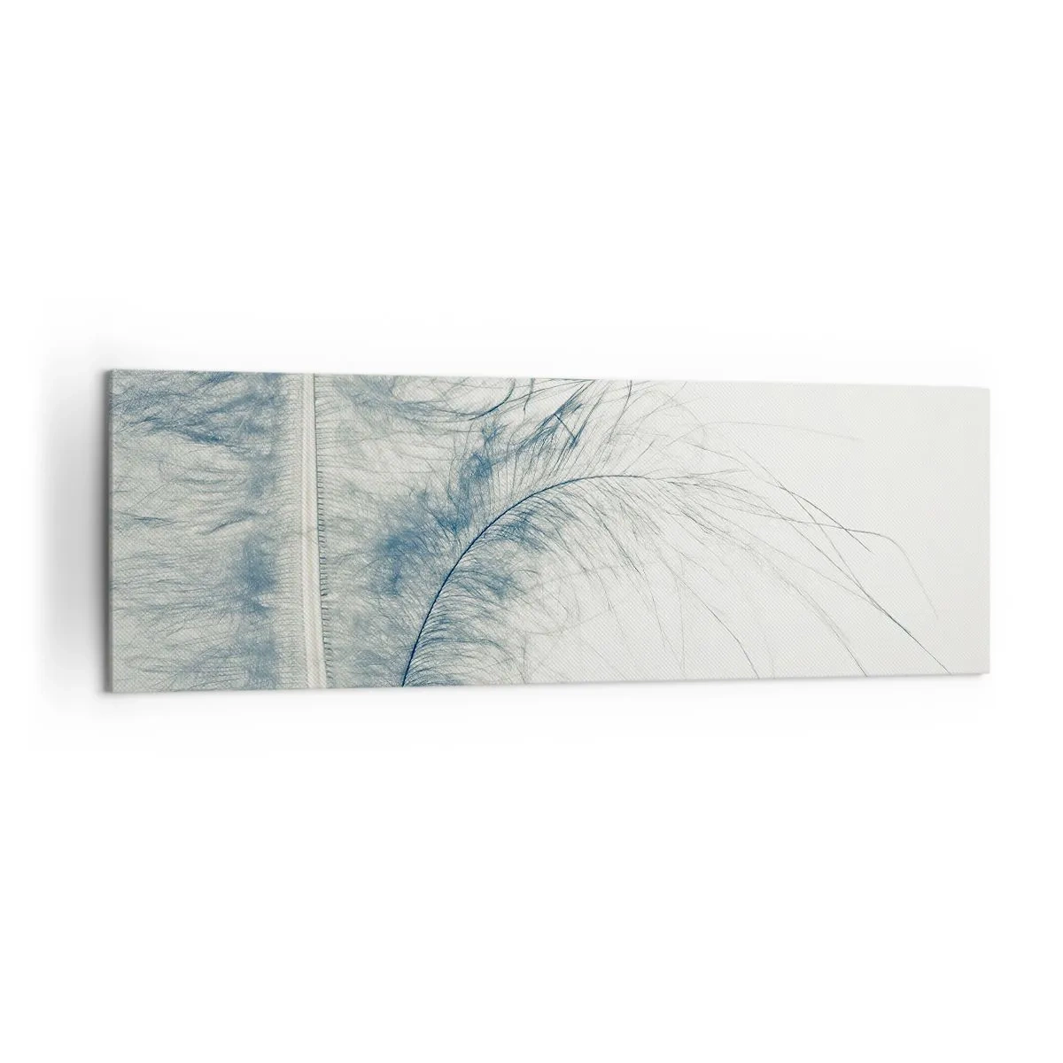 Bild auf Leinwand - Leinwandbild - Eine zarte Feder in Pastelltönen auf hellem Untergrund - 160x50cm - Flüstern der Natur - Moderne Wanddekoration für Wohnzimmer und Schlafzimmer ARTTOR