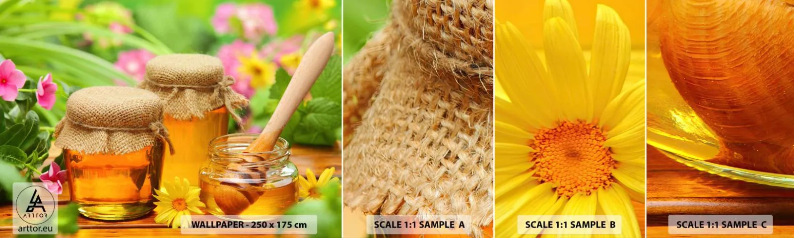 Fototapetenmuster Standard Eco - Süß und blumig - Gastronomie, Honig, Blumen - 100x30 cm