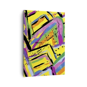 Bild auf Leinwand - Leinwandbild - Lebendige Abstraktion in leuchtenden Farben und dynamischen Formen - 70x100cm - Bis sie vor Freude schreit - Moderne Wanddekoration für Wohnzimmer und Schlafzimmer ARTTOR