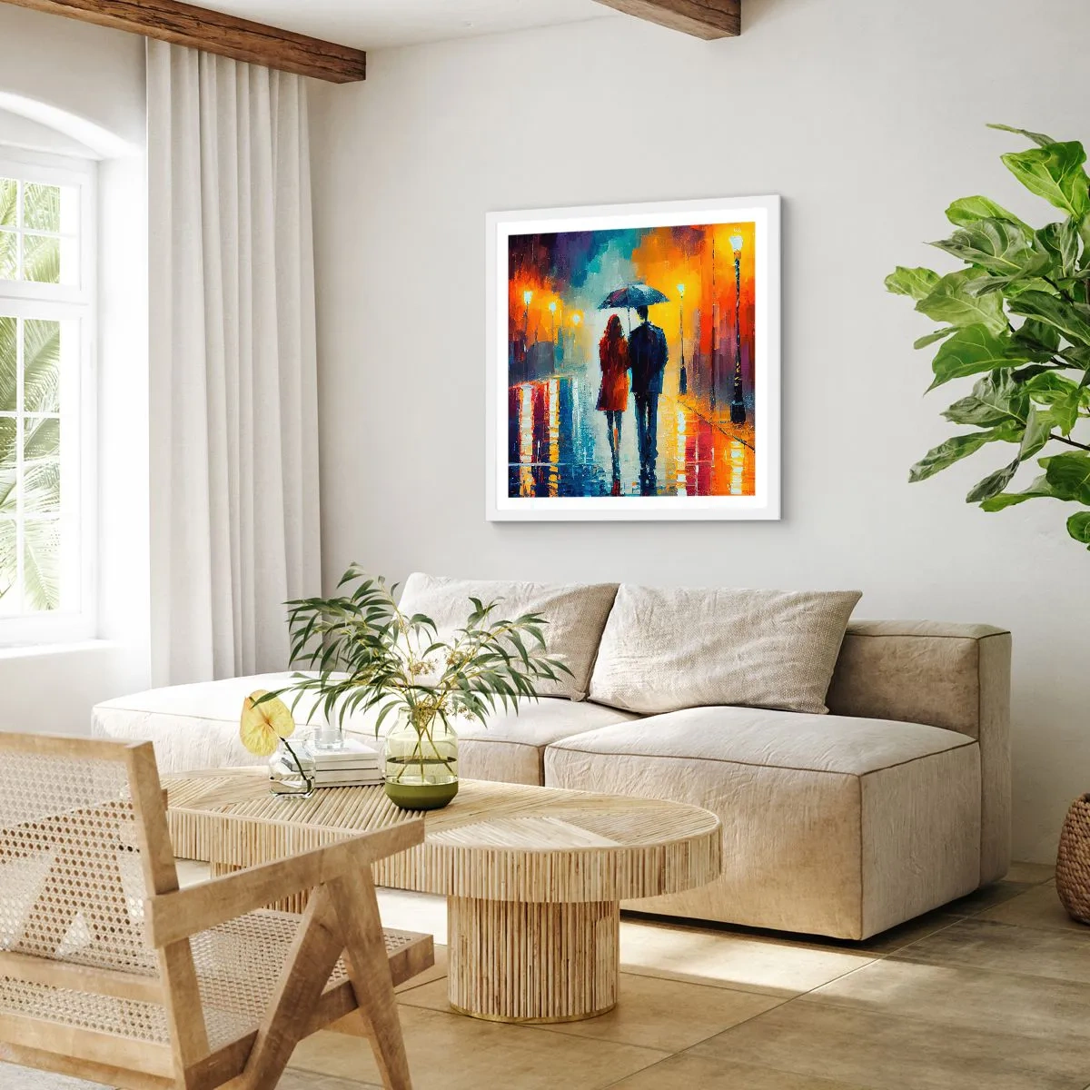 Poster in einem weißen Rahmen - Gemeinsam – eine bunte Nacht - 40x40 cm