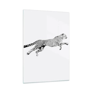 Glasbild - Bild auf glas - Illustration eines springenden Geparden - 50x70cm - Der schnellste der Welt - Moderne Wanddekoration für Wohnzimmer und Schlafzimmer ARTTOR