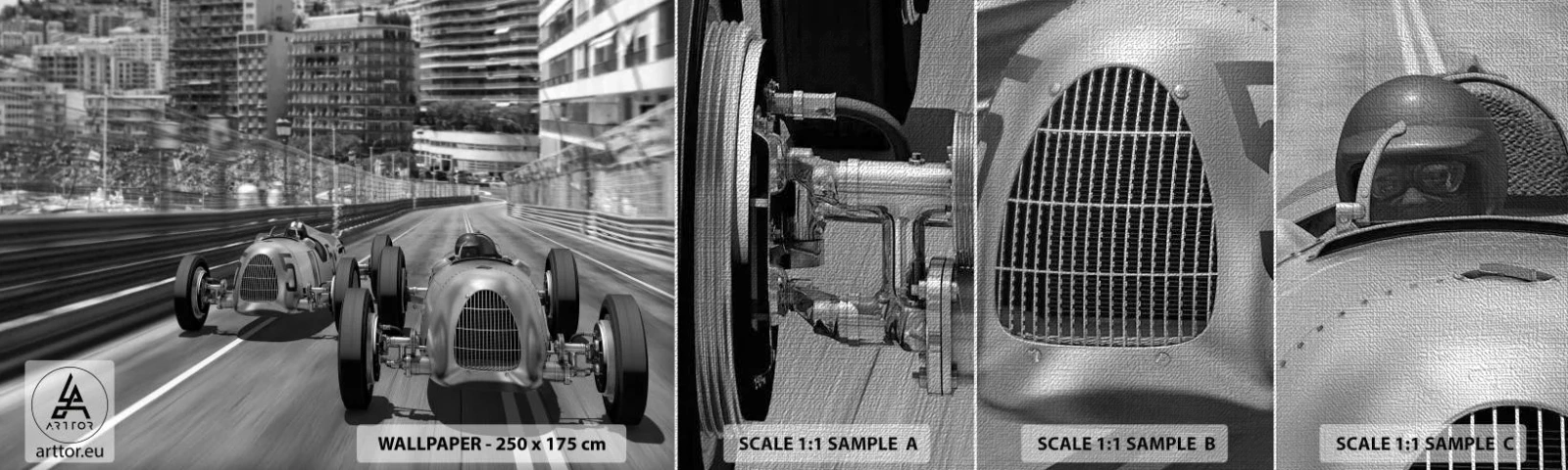 Fototapeten Muster Premium Canvas - Vor langer Zeit in Monte Carlo - Automobil, Wettrennen, Jahrgang - 100x30 cm