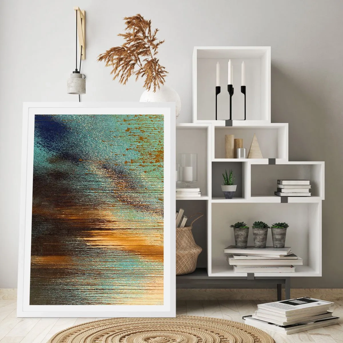 Poster in einem weißen Rahmen - Eine nicht zufällige farbenfrohe Komposition - 50x70 cm