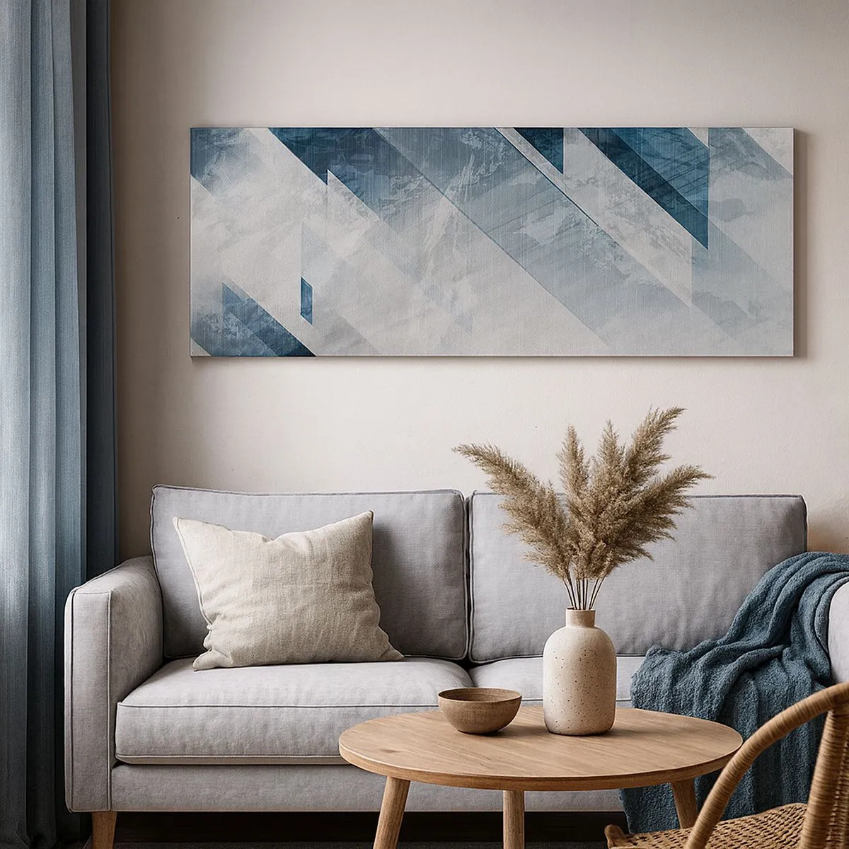 Bild auf Leinwand - Leinwandbild - Räumliche Komposition - graue Bewegung - 100x40 cm