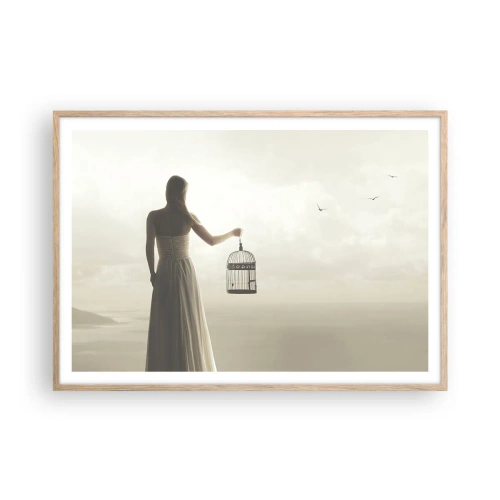 Poster in einem Rahmen aus heller Eiche - Sei frei - 100x70 cm