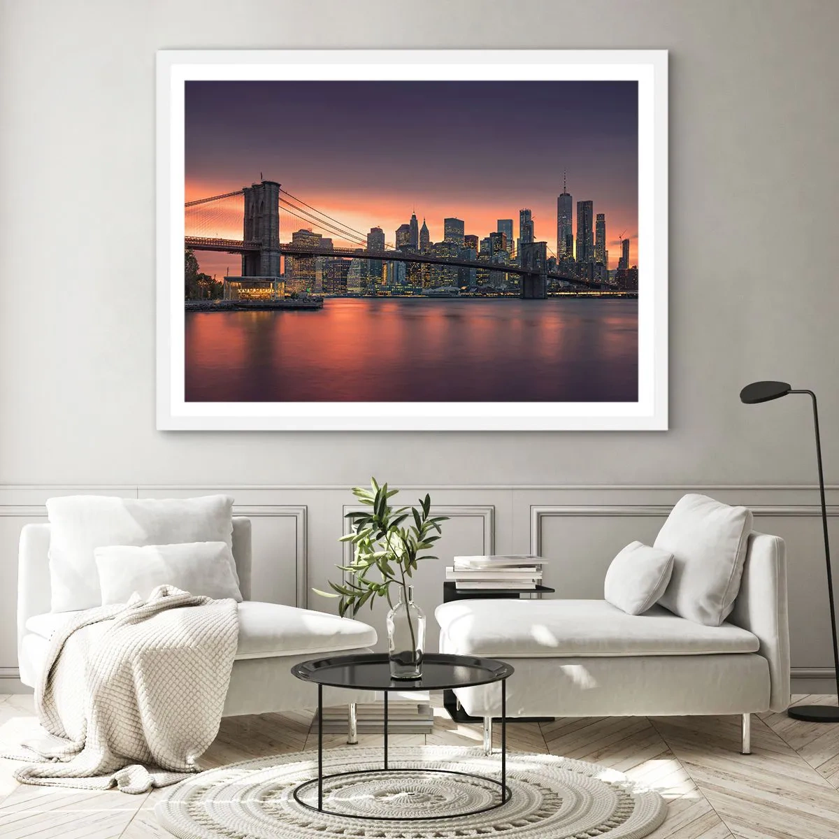 Poster in einem weißen Rahmen - Eingetaucht in lila Stille - 91x61 cm