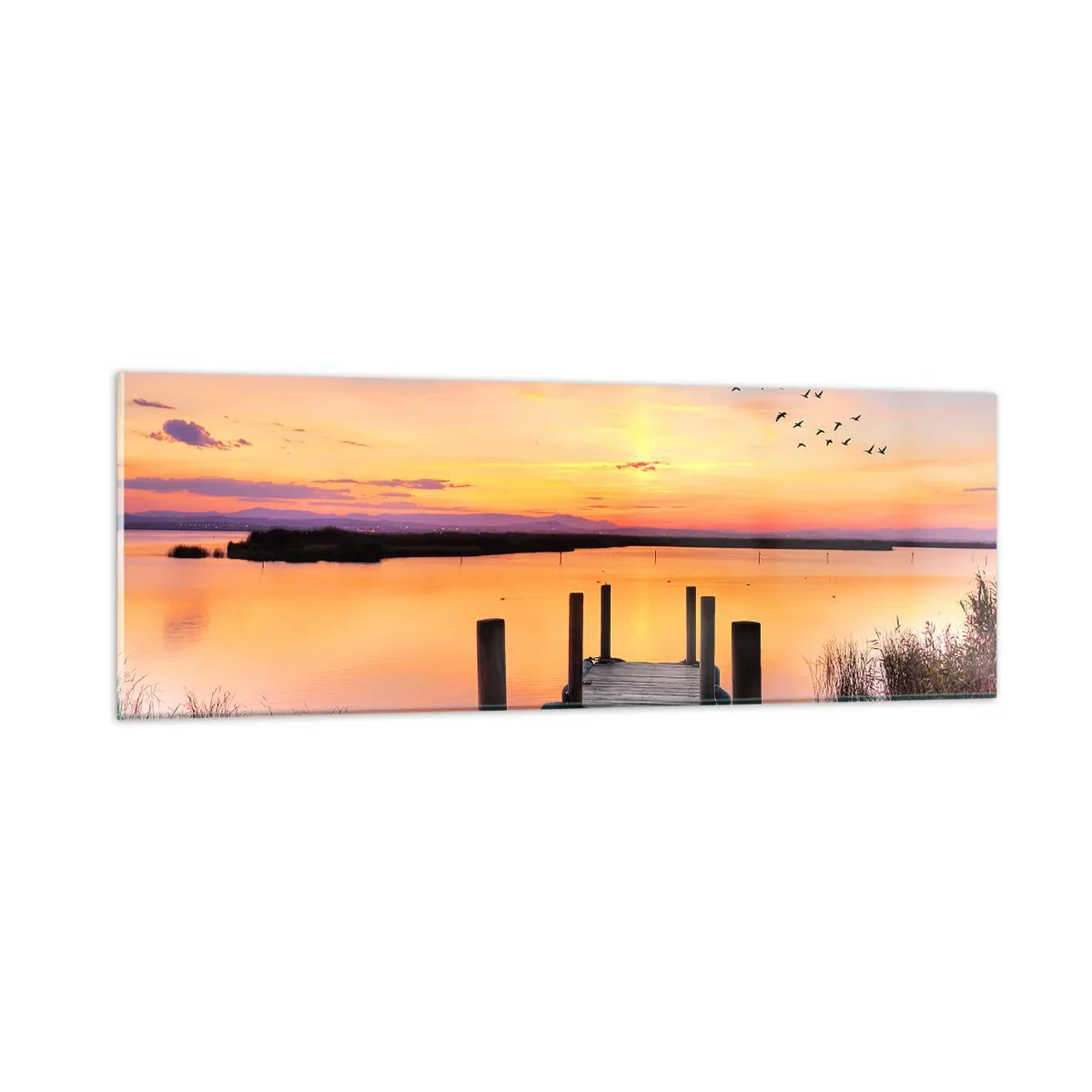 Glasbild - Bild auf glas - Violette stille Morgendämmerung - 90x30 cm