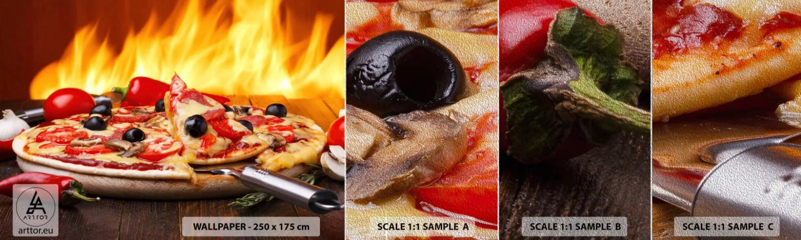 Fototapeten Muster Premium Sand - Aus Italien mit Liebe - Gastronomie, Pizza, Italien - 100x30 cm