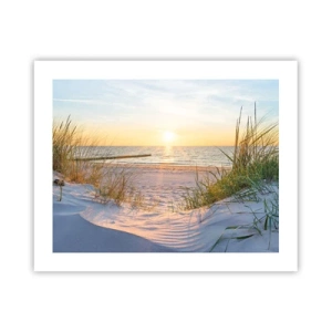 Poster - Das Rauschen des Meeres, der Gesang der Vögel, ein wilder Strand im Gras ... - 50x40 cm