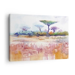 Bild auf Leinwand - Leinwandbild - Eine malerische Savannenlandschaft in Aquarellfarben - 70x50cm - Savannah-Farben - Moderne Wanddekoration für Wohnzimmer und Schlafzimmer ARTTOR
