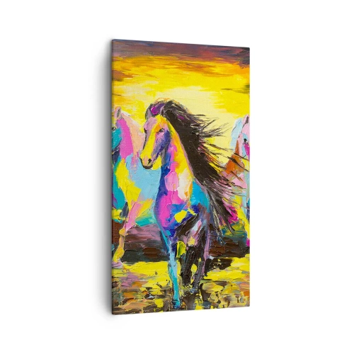 Bild auf Leinwand - Leinwandbild - Eingetaucht in den Regenbogen - 45x80 cm