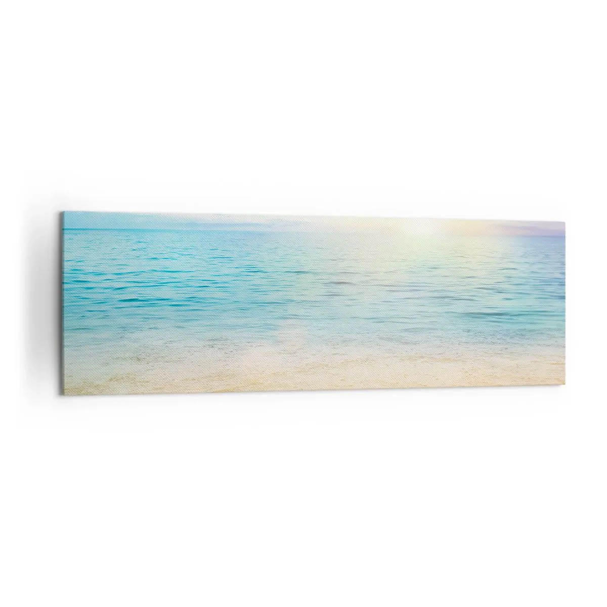 Bild auf Leinwand - Leinwandbild - Ein Strand mit türkisfarbenem Meer und klarem Himmel - 160x50cm - Großes Blau - Moderne Wanddekoration für Wohnzimmer und Schlafzimmer ARTTOR