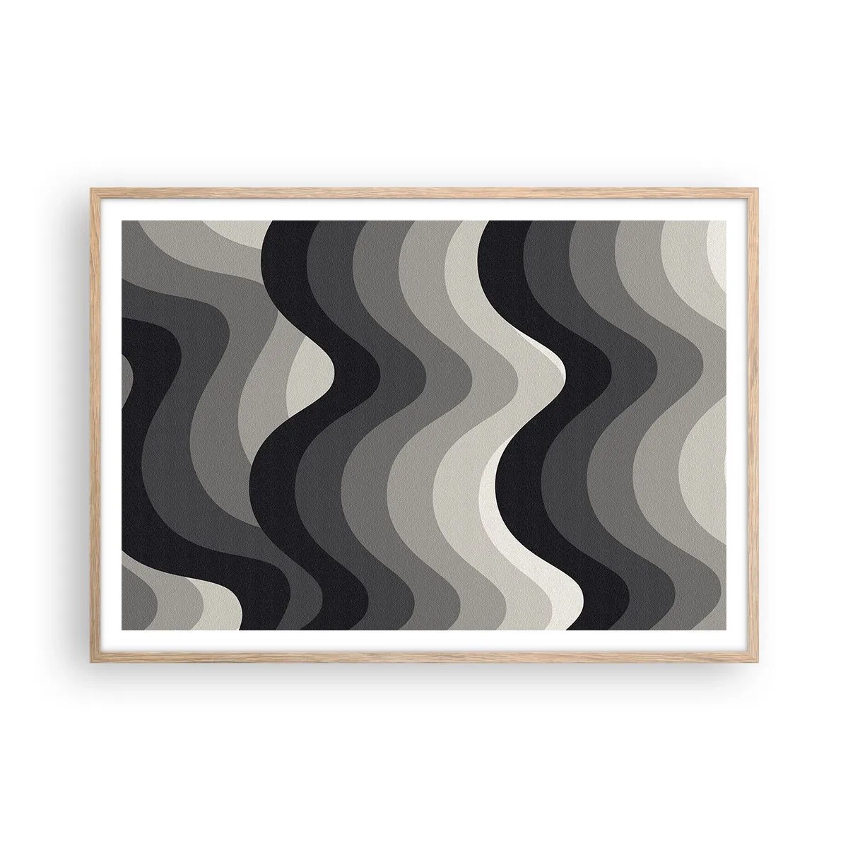 Poster in einem Rahmen aus heller Eiche - Eine Welle nach der anderen - 100x70 cm