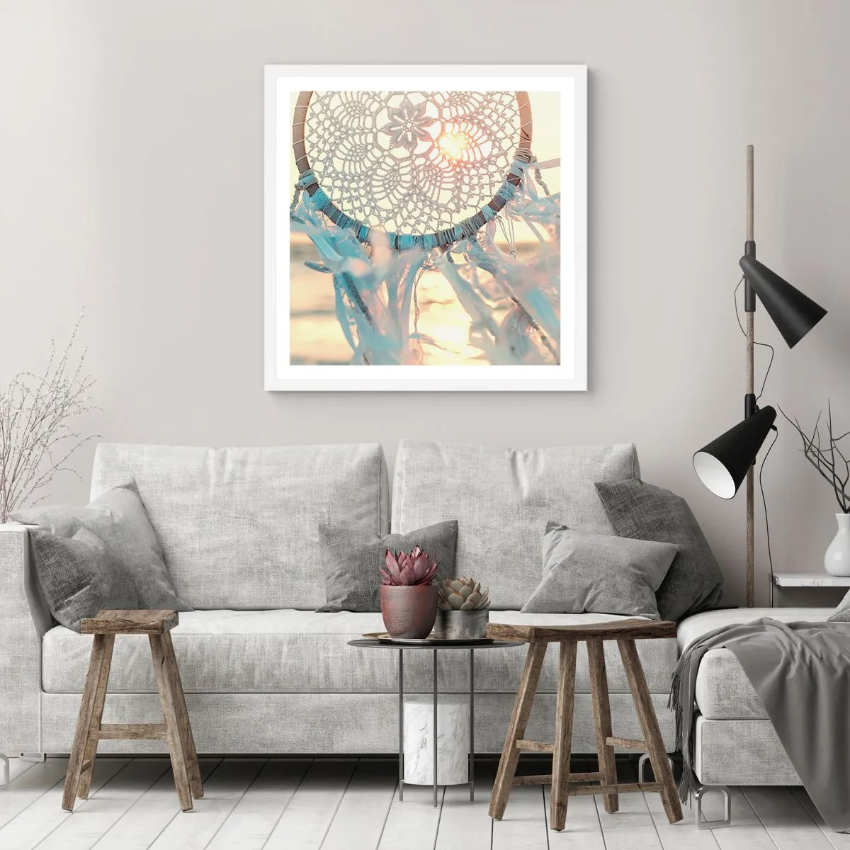 Poster in einem weißen Rahmen - Totem aus Spitze - 60x60 cm