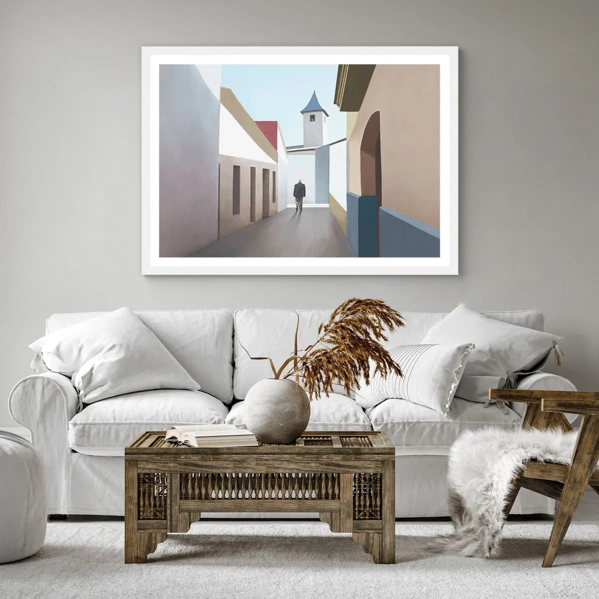 Poster in einem weißen Rahmen - Sonniger Spaziergang - 60x60 cm