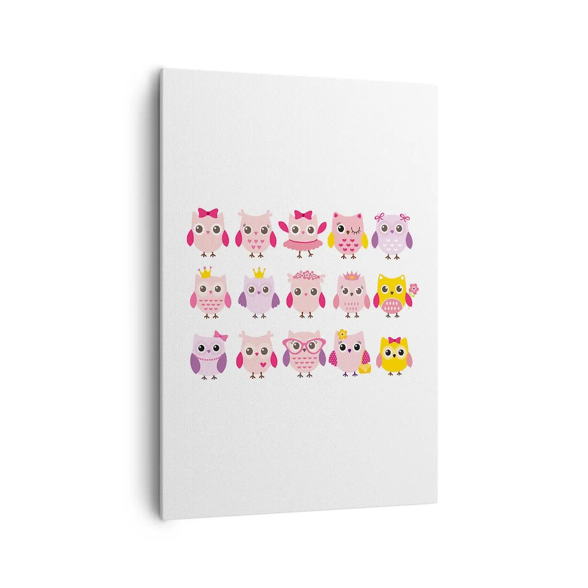 Bild auf Leinwand - Leinwandbild - Niedliche Eulen in Pastellfarben - 70x100cm - Einer ist süßer als der andere - Moderne Wanddekoration für Wohnzimmer und Schlafzimmer ARTTOR