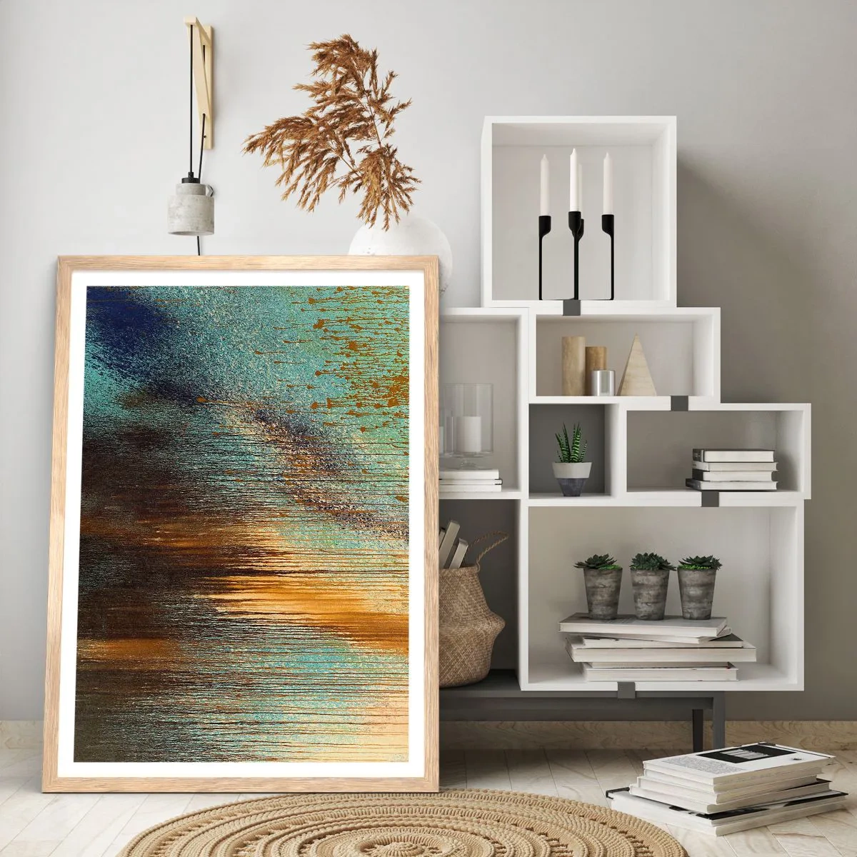 Poster in einem Rahmen aus heller Eiche - Eine nicht zufällige farbenfrohe Komposition - 50x70 cm