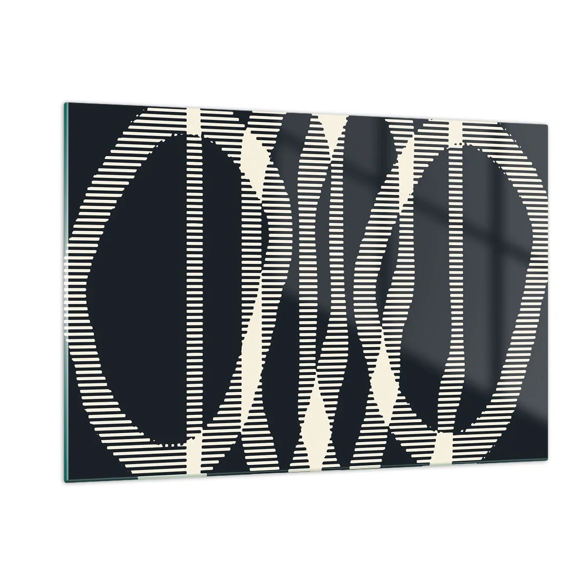 Glasbild - Bild auf glas - Geometrische Linien in Schwarz- und Beigetönen - 120x80cm - Ein Versuch, die Dunkelheit zu durchbrechen - Moderne Wanddekoration für Wohnzimmer und Schlafzimmer ARTTOR